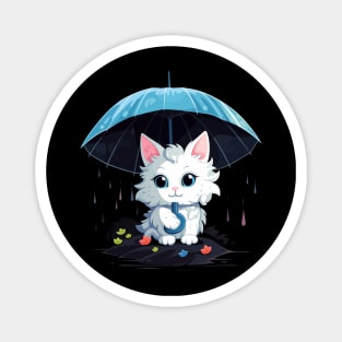 Turkish Angora Rainy Day With Umbrella Magnet